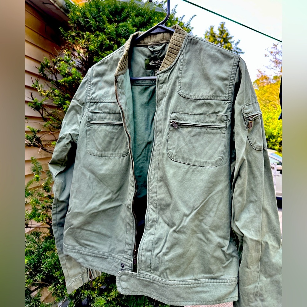 Khaki Bomber Coat Eddie Bauer Size M